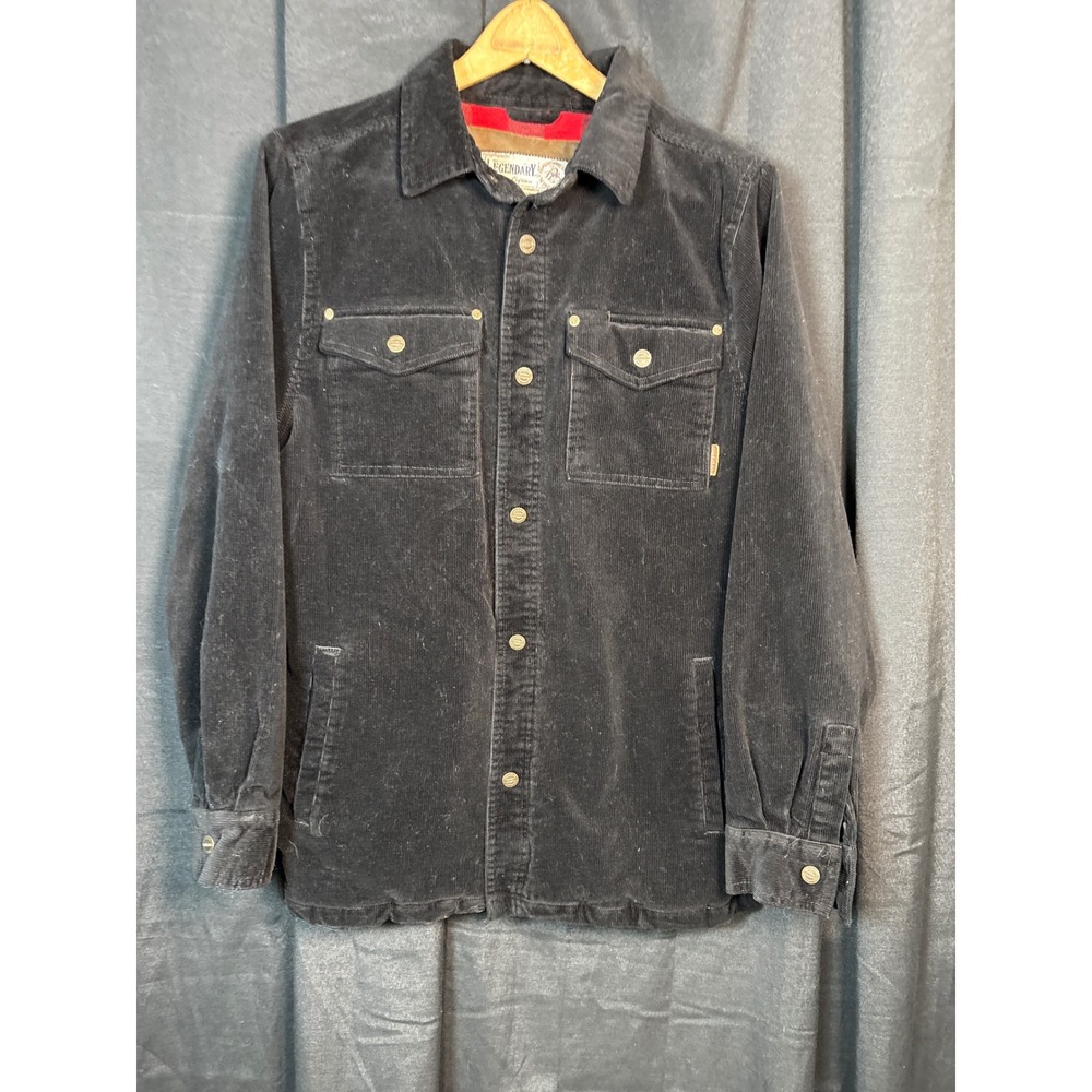 Legendary Whitetails Tough As Buck Black Corduroy Flannel Lined Shirt Jacket SM